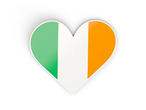 Drapeau de l'Irlande, autocollant en forme de coeur — Photo
