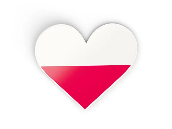 Σημαία της Πολωνίας, σε σχήμα καρδιάς αυτοκόλλητα — Φωτογραφία Αρχείου