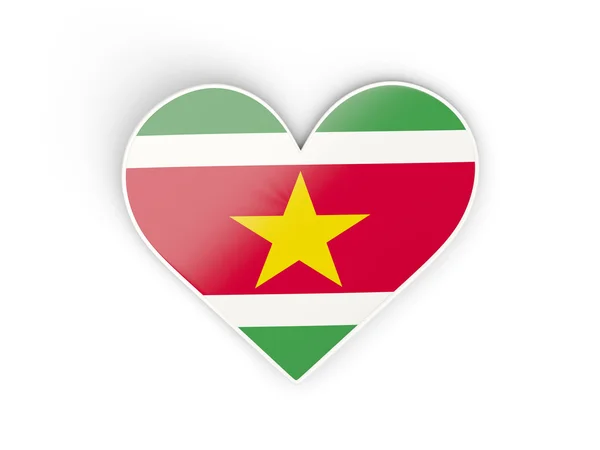Flag of suriname, heart shaped sticker — Stock Photo, Image