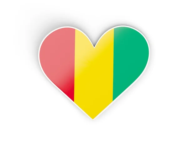 几内亚的旗子，心形状的贴纸 — 图库照片