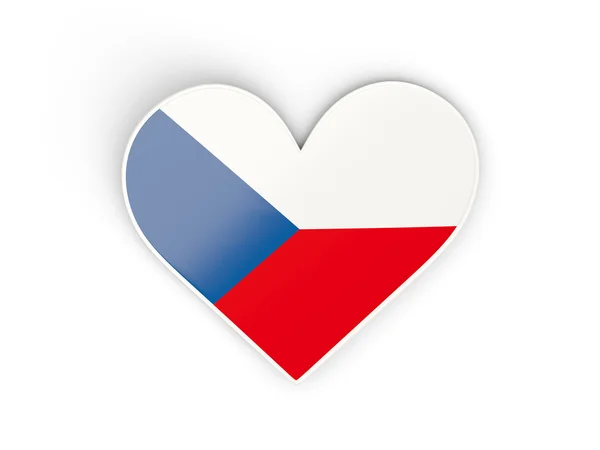 Σημαία της Δημοκρατίας της Τσεχίας, αυτοκόλλητο σε σχήμα καρδιάς — Φωτογραφία Αρχείου