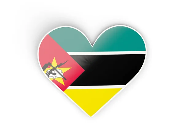 Flaga Mozambiku, naklejka w kształcie serca — Zdjęcie stockowe