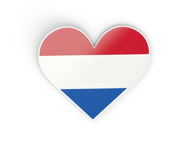 Flagga av Nederländerna, hjärtformade klistermärke — Stockfoto