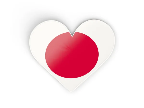 Vlajka Japonska, srdce tvaru nálepka — Stock fotografie