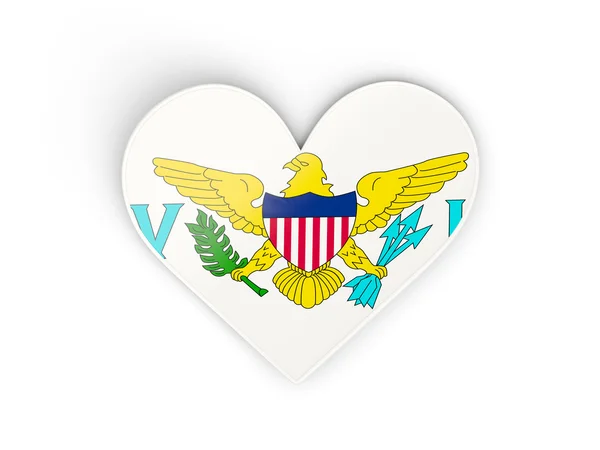Bandeira de ilhas virgens nós, adesivo em forma de coração — Fotografia de Stock