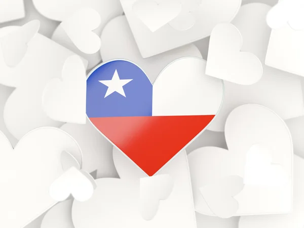 チリの国旗、ハートの形をしたステッカー — ストック写真
