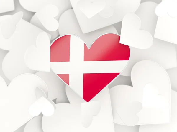 Bandiera di denmark, adesivi a forma di cuore — Foto Stock