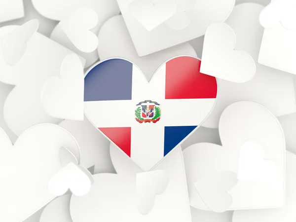 Drapeau de la République dominicaine, autocollants en forme de coeur — Photo