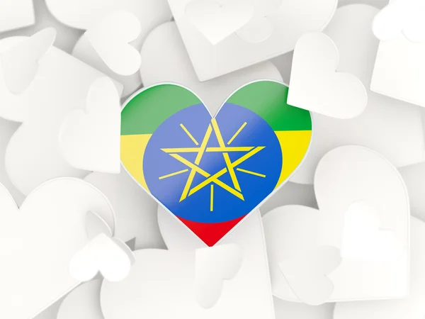 Bandeira de ethiopia, adesivos em forma de coração — Fotografia de Stock