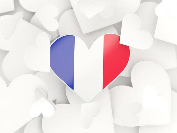 Прапор Франції, наклейки у формі серця — стокове фото