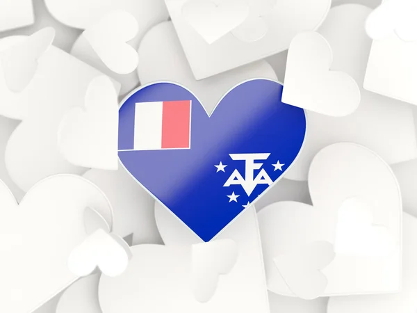 Прапор французьких південних територій, наклейки у формі серця — стокове фото