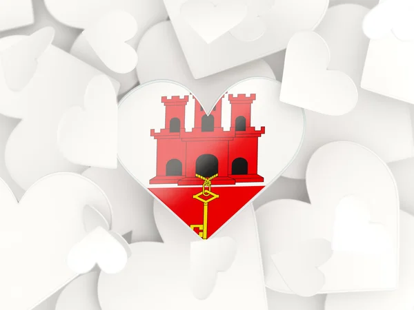 Cebelitarık, kalp şeklinde çıkartmalar bayrağı — Stok fotoğraf