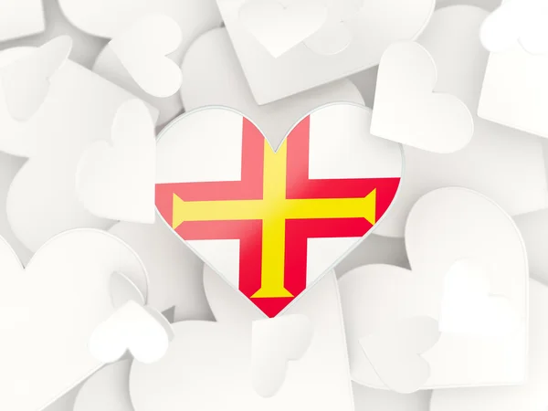 Bandiera di guernsey, adesivi a forma di cuore — Foto Stock