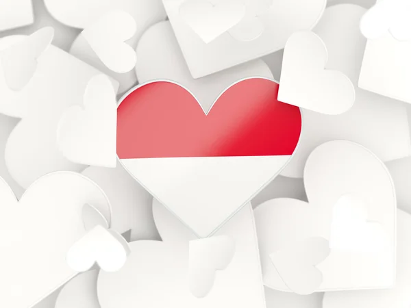 Vlajka Indonésie, samolepky ve tvaru srdce — Stock fotografie