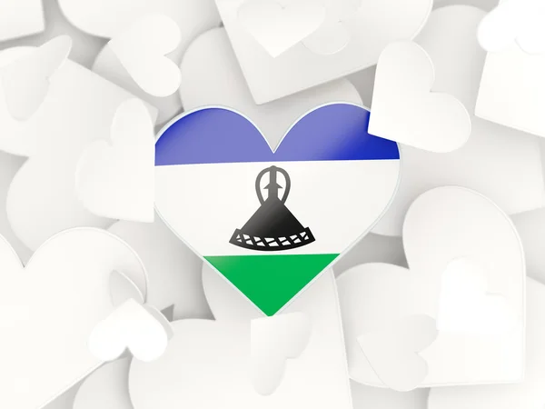 Bandera de lesotho, pegatinas en forma de corazón — Foto de Stock