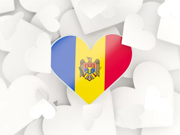 Vlajka Moldavské, srdce ve tvaru samolepky — Stock fotografie