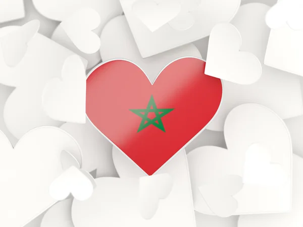 モロッコの国旗、ハートの形をしたステッカー — ストック写真