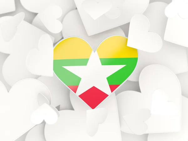 Flag of myanmar, heart shaped stickers — Stock Photo, Image