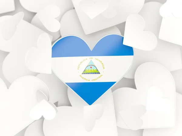 Прапор Нікарагуа, наклейки у формі серця — стокове фото