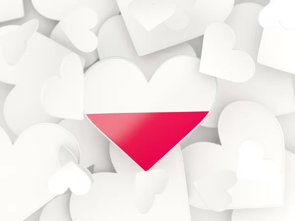 Flagga av Polen, hjärtformade klistermärken — Stockfoto
