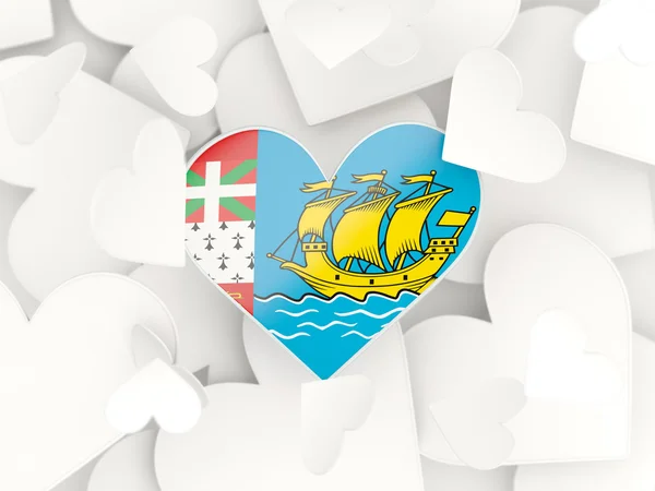 Vlag van saint pierre en miquelon, hartvormige stickers — Stockfoto