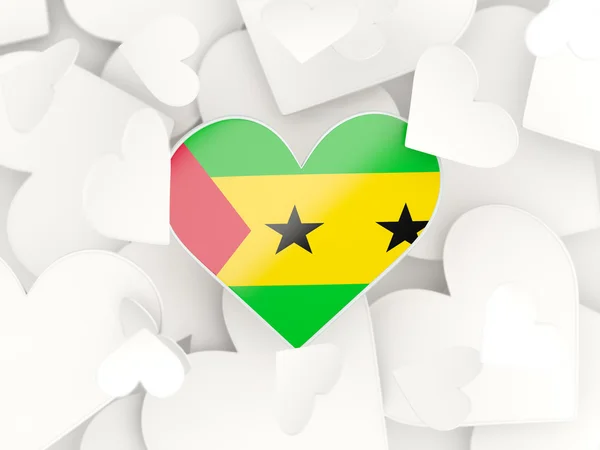 Flag of sao tome and principe, heart shaped stickers — Stock Photo, Image