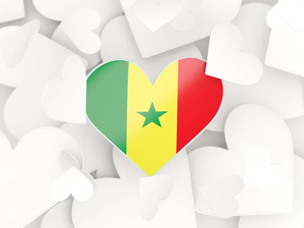 Bandeira do Senegal, adesivos em forma de coração — Fotografia de Stock