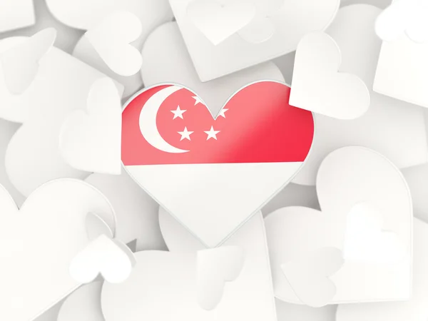 Bandeira de singapore, adesivos em forma de coração — Fotografia de Stock