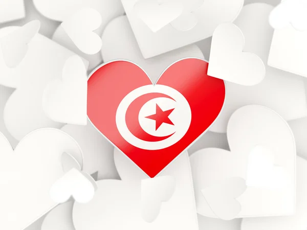 Tunézia, szív alakú matricák zászlaja — Stock Fotó