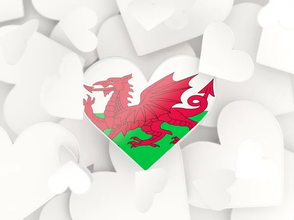 Vlag van wales, hart gevormde stickers — Stockfoto