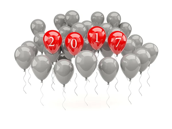 Balões vermelhos com 2017 sinal de Ano Novo — Fotografia de Stock