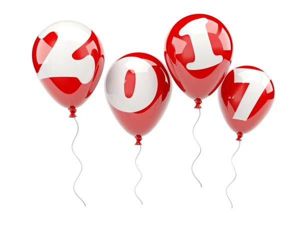 Красные шары с новогодним знаком 2017 года — стоковое фото