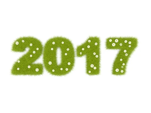 Sinal de Ano Novo 2017 verde isolado no branco — Fotografia de Stock