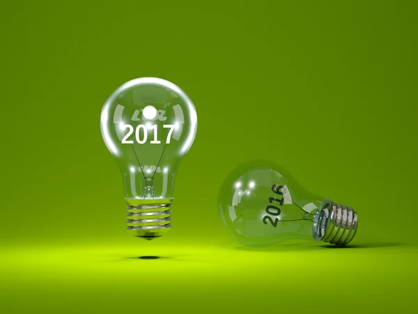 2017 New Year sign inside light bulbs — Stock Photo, Image