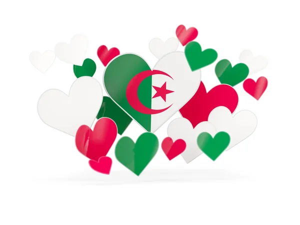 Drapeau d'algérie, autocollants en forme de coeur — Photo