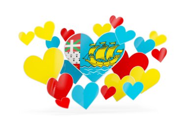 Saint pierre ve miquelon, kalp şeklinde çıkartmalar bayrağı