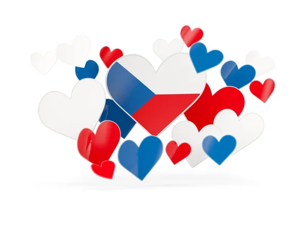 Bandera de la República Checa, pegatinas en forma de corazón — Foto de Stock