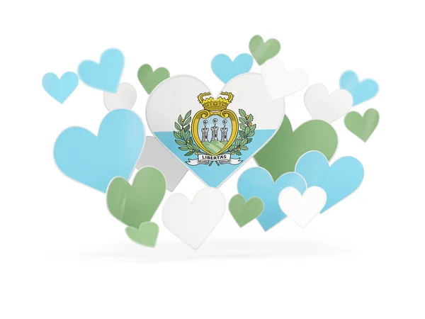 Bandiera di san marino, adesivi a forma di cuore — Foto Stock