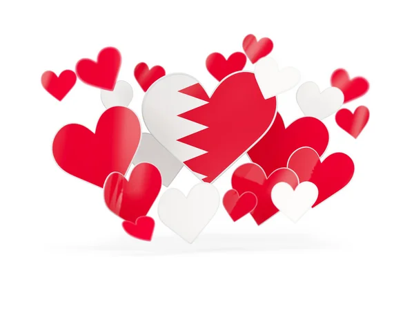 Fahne des Bahrains, herzförmige Aufkleber — Stockfoto
