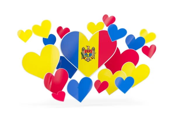 Flaga Mołdawii, serce w kształcie naklejki — Zdjęcie stockowe