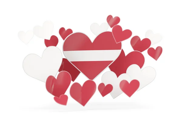 라트비아, 심장 모양의 스티커의 국기 — 스톡 사진