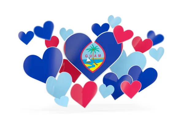 괌, 심장 모양의 스티커의 국기 — 스톡 사진