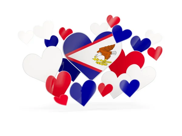Σημαία των Αμερικανικών Σαμόα, σχήμα καρδιάς αυτοκόλλητα — Φωτογραφία Αρχείου