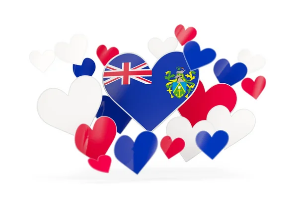 Flag of pitcairn islands, heart shaped stickers — Stock Photo, Image