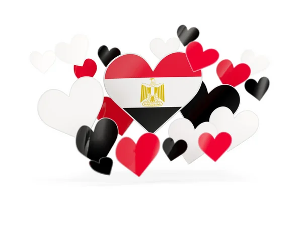 Flagga av Egypten, hjärtformade klistermärken — Stockfoto