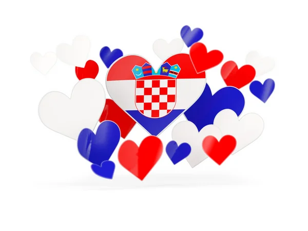 Drapeau de croatie, autocollants en forme de coeur — Photo