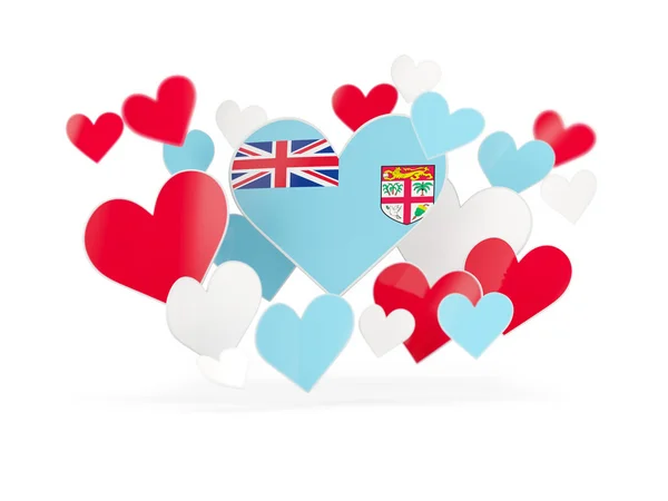 Flag of fiji, heart shaped stickers — Stock Photo, Image