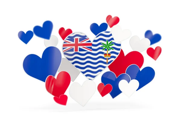 Flag of british indian ocean territory, heart shaped stickers — Stock Photo, Image