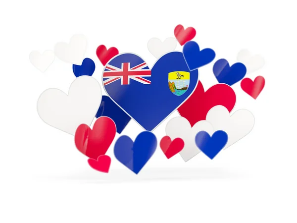 Flag of saint helena, heart shaped stickers — Stock Photo, Image