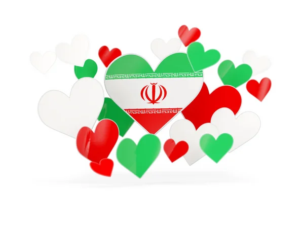 Vlag van iran, hartvormige stickers — Stockfoto